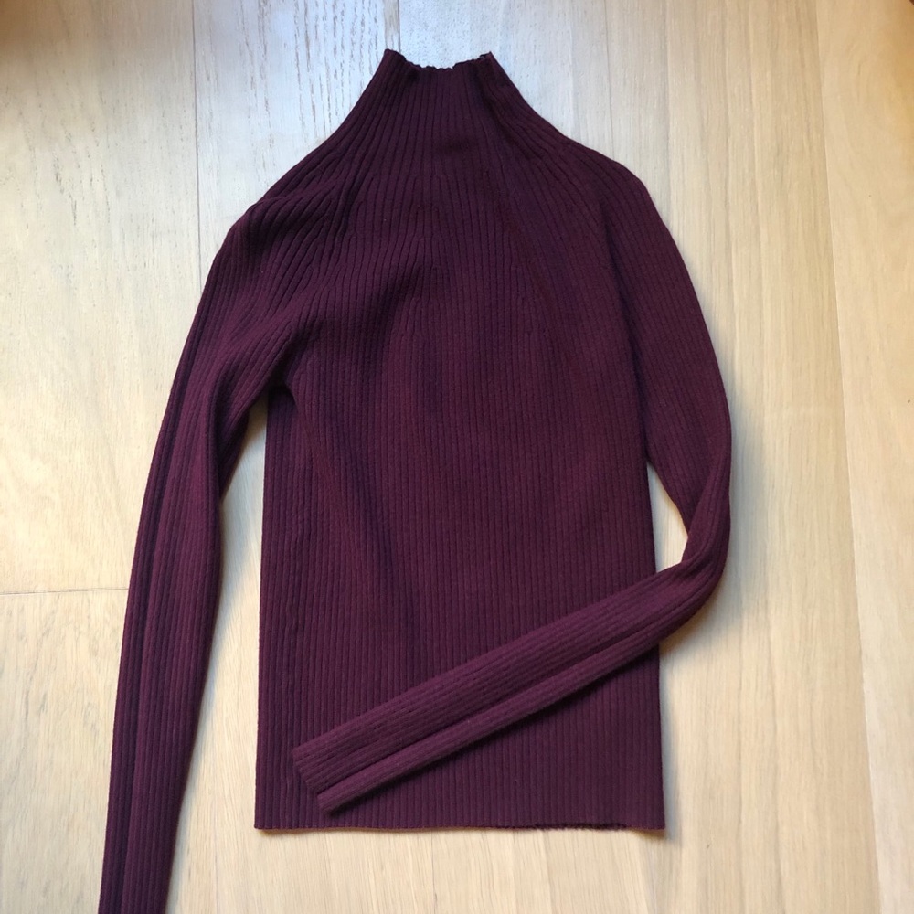 NWOT H&M Maroon High Neck Knitted Top